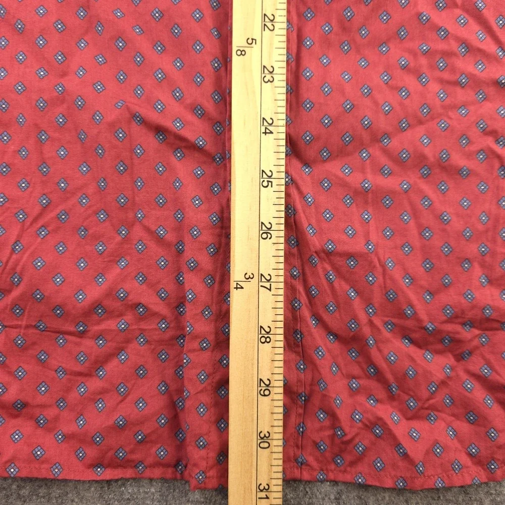 J Crew Secret Wash Shirt XL Slim Fit Red Geometric 100s 2 Ply Long Sleeve Button